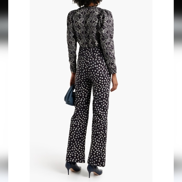 ULLA Johnson Women’s Black Polka Dot High-Waist Flare Jeans Size 10 $425 NEW - Picture 2 of 6